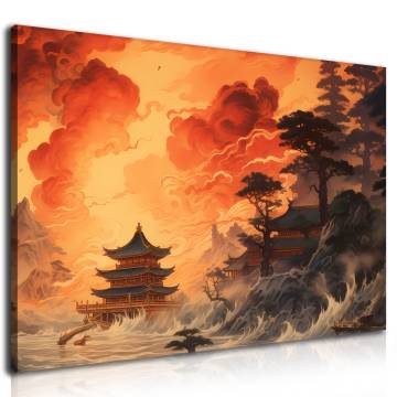 Tűz és víz II. - japán művészet vászonkép