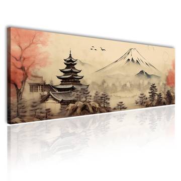 Japán pagoda és Fuji hegy panoráma vászonkép