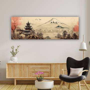 Japán pagoda és Fuji hegy panoráma vászonkép
