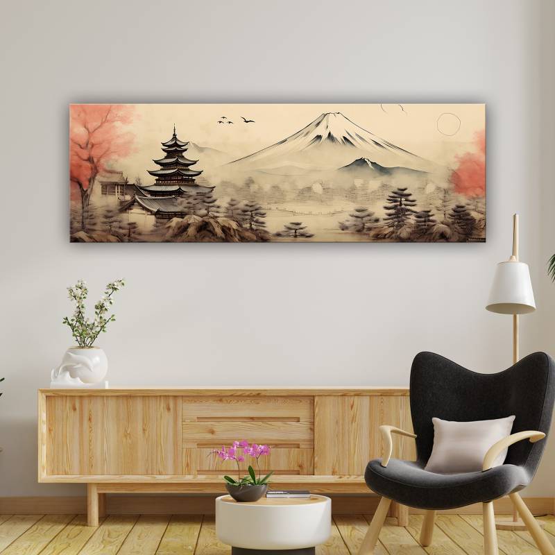Japán pagoda és Fuji hegy panoráma vászonkép