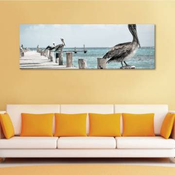 Hunting - Vadászó pelikánok vászonkép