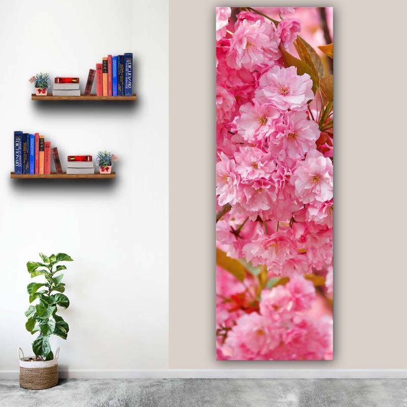 Rózsaszin virágzás függőleges vászonkép