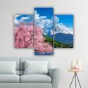 Cseresznye virágzás és a Fuji három részes vászonkép
