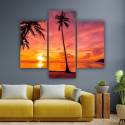 Karibi naplemente pálmafákkal három részes vászonkép