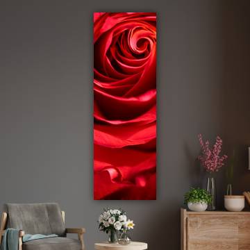 Festett vörös rózsa függőleges vászonkép