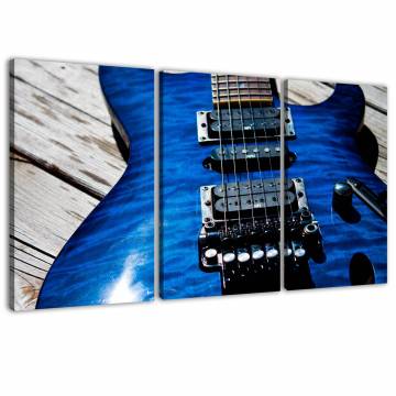 Kék gitár három részes vászonkép
