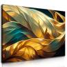 Aranysárga kékes abstrakt tollak vászonkép